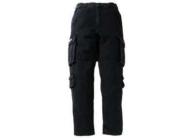 Pre-owned Bape Men's  Pocket Loose Fit Cargo Denim Pants In Black