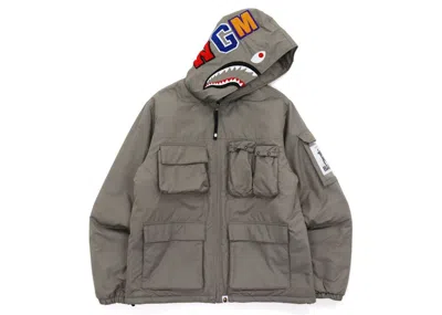 Pre-owned Bape Men's  Pocket Shark Hoodie Jacket In Gray