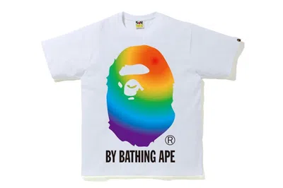 Pre-owned Bape Men's  Rainbow By Bathing Ape Tee Shirt In White