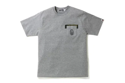 Pre-owned Bape Men's  Reverse Ape Head Pocket Tee Shirt In Grey
