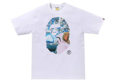 Pre-owned Bape Men's  Sakura Ape Head Photo I Tee Shirt In White