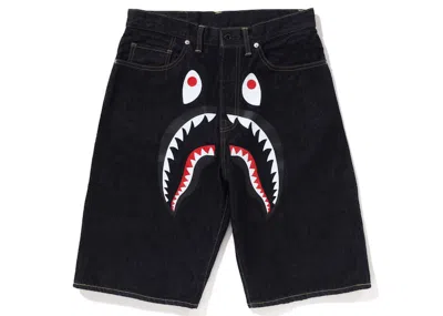 Pre-owned Bape Men's  Shark Denim Shorts (ss23) In Indigo In Purple