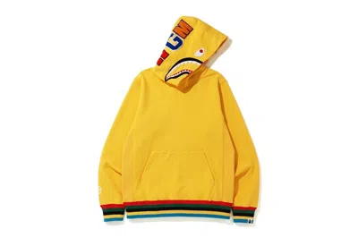 Pre-owned Bape Men's  Shark Line Rib Pullover Hoodie In Yellow