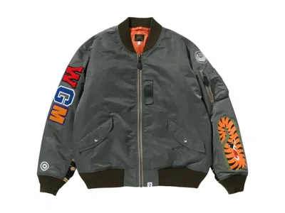 Pre-owned Bape Men's  Shark Ma1 Jacket (ss25) In Olivedrab Green
