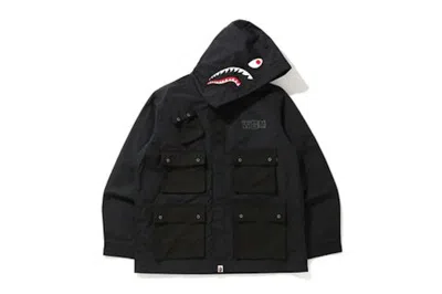 Pre-owned Bape Men's  Shark Pocket Wide Jacket In Black