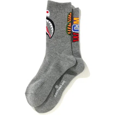Pre-owned Bape Men's  Shark Socks In Grey