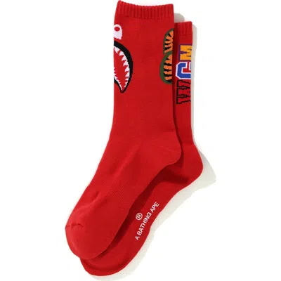 Pre-owned Bape Men's  Shark Socks In Red