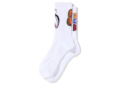 Pre-owned Bape Men's  Shark Socks In White