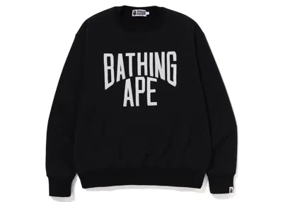 Pre-owned Bape Men's  Smooth Nyc Logo Relaxed Fit Crewneck Sweatshirt In Black