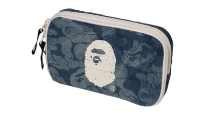 Pre-owned Bape Men's  Solid Camo Denim Pouch In Blue/light Indigo