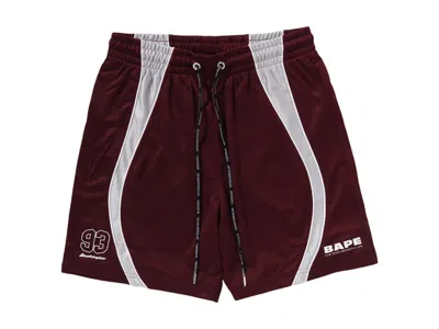 Pre-owned Bape Men's  Solid Camo Jacquard Logo Relaxed Fit Sweatshorts In Red