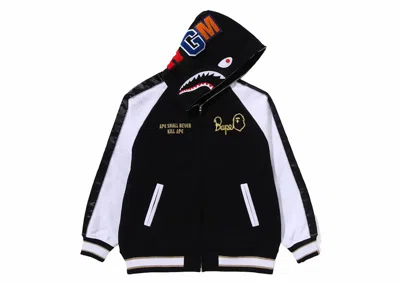 Pre-owned Bape Men's  Souvenir Shark Zip Hoodie In Black