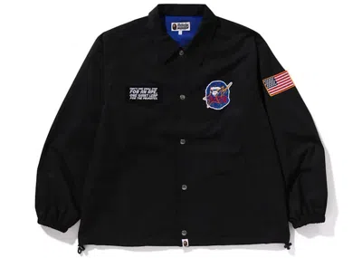 Pre-owned Bape Men's  Space Ape Relaxed Fit Coach Jacket In Black