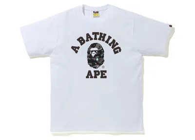 Pre-owned Bape Men's  Space Camo Print College Tee Shirt In White
