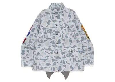 Pre-owned Bape Men's  Space Camo Shark M65 Jacket In White