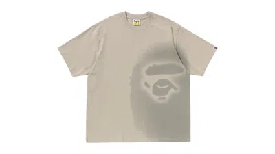 Pre-owned Bape Men's  Spray Print Ape Head Relaxed Fit I Tee Shirt In Beige In Sand