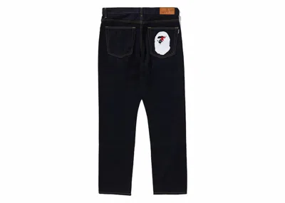 Pre-owned Bape Men's  Sta Ape Head Regular Fit Denim Pants In Indigo