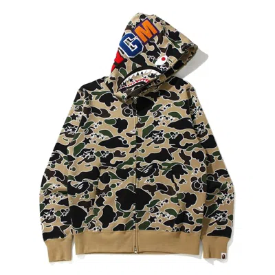 Pre-owned Bape Men's  Sta Camo Shark Full Zip Hoodie In Yellow
