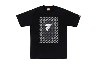 Pre-owned Bape Men's  Sta Houndstooth Ape Head Tee Shirt In Black