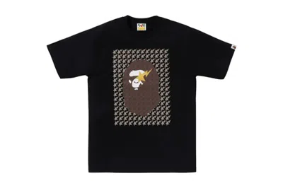 Pre-owned Bape Men's  Sta Houndstooth Ape Head Tee Shirt In Black/brown In Multi
