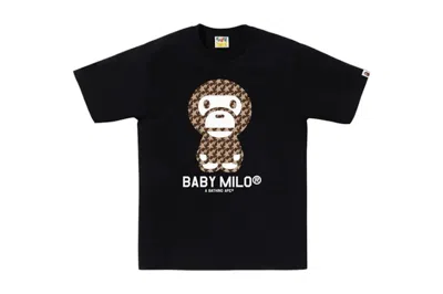 Pre-owned Bape Men's  Sta Houndstooth Baby Milo Tee Shirt In Black/brown