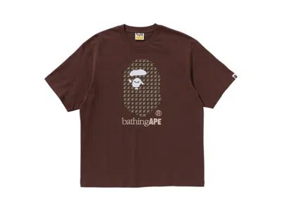 Pre-owned Bape Men's  Sta Houndstooth Bathing Ape Relaxed Fit Tee Shirt In Brown