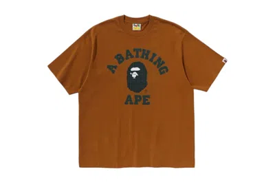 Pre-owned Bape Men's  Sta Houndstooth College Relaxed Fit Tee Shirt In Brown