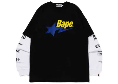 Pre-owned Bape Men's  Sta Layerd Long Sleeve Tee Shirt In Black