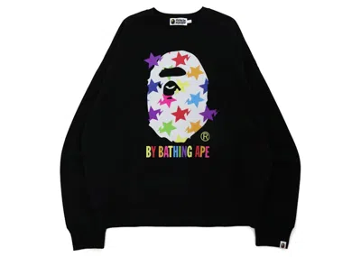 Pre-owned Bape Men's  Sta Pattern By Bathing Ape Loose Fit Crewneck Sweatshirt In Black