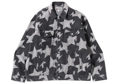 Pre-owned Bape Men's  Sta Pattern Loose Fit Denim Jacket In Black