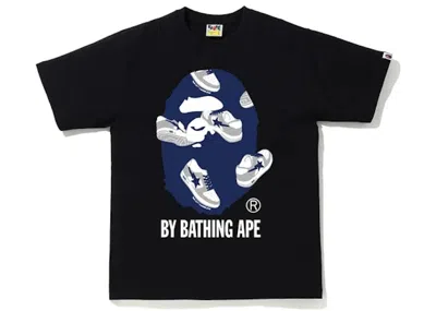 Pre-owned Bape Men's  Sta Random By Bathing Ape Tee Shirt In Black/navy Blue In Multi