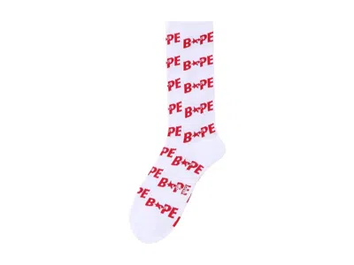 Pre-owned Bape Men's  Sta Socks In White/red In Multi