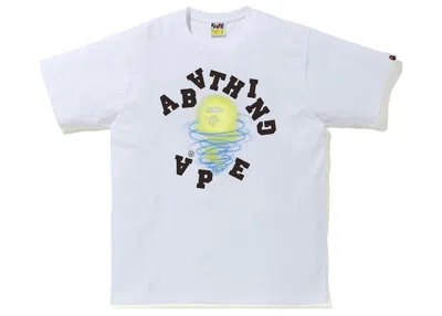 Pre-owned Bape Men's  Storm Broken College Tee Shirt In White/black