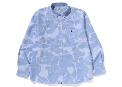 Pre-owned Bape Men's  Stripe Camo Relaxed Fit Shirt In Blue