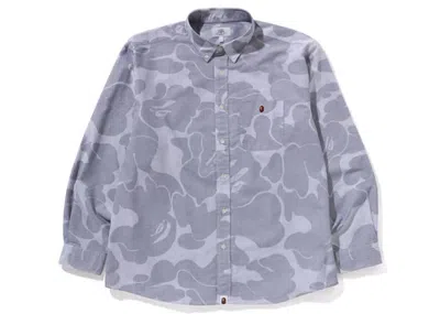 Pre-owned Bape Men's  Stripe Camo Relaxed Fit Shirt In Gray