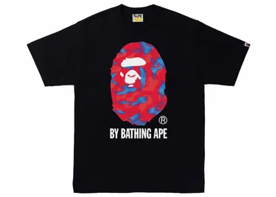 Pre-owned Bape Men's  Stroke Camo By Bathing Ape Tee Shirt In Black/red In Multi