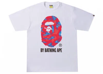 Pre-owned Bape Men's  Stroke Camo By Bathing Ape Tee Shirt In White/red In Multi