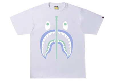 Pre-owned Bape Men's  Text Code Camo Shark Tee Shirt In White