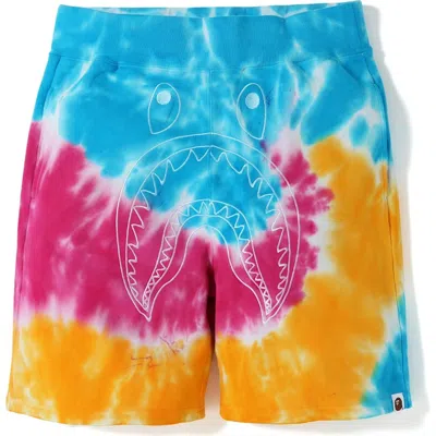 Pre-owned Bape Men's  Tie Dye Shark Sweat (ss19) Shorts