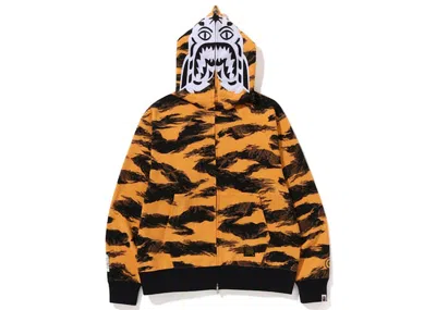 Pre-owned Bape Men's  Tiger Camo Tiger Relaxed Fit Full Zip Hoodie (fw22) In Orange