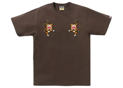 Pre-owned Bape Men's  Tiger Tee Shirt In Brown