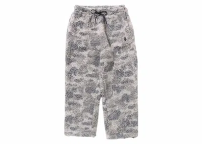 Pre-owned Bape Men's  Tonal Solid Camo Metal Ape Head One Point Fleece Pants In Gray