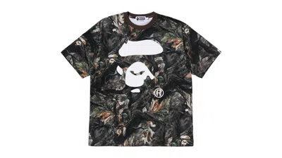 Pre-owned Bape Men's  Tree Edge Camo Ape Face Relaxed Fit Tee Shirt In Brown