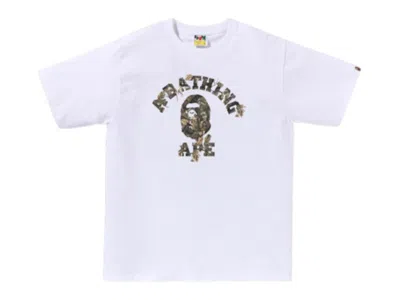 Pre-owned Bape Men's  Tree Edge Camo College Tee Shirt In White/brown In Multi
