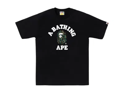 Pre-owned Bape Men's  Trial Camo College Tee Shirt In Black/green