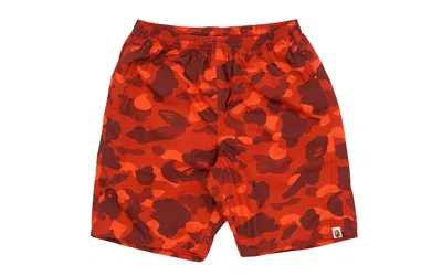 Pre-owned Bape Men's  Ultimate Camo Beach Shorts In Red