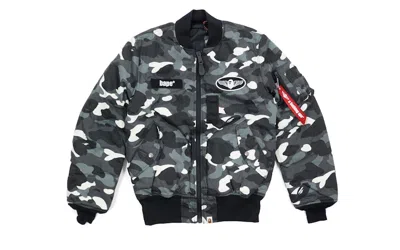 Pre-owned Bape Men's  Ultimate City Camo Ma1 Bomber Jacket In Black/glow