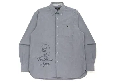 Pre-owned Bape Men's  Wide Logo Print Shirt In Gray