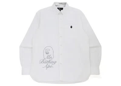 Pre-owned Bape Men's  Wide Logo Print Shirt In White