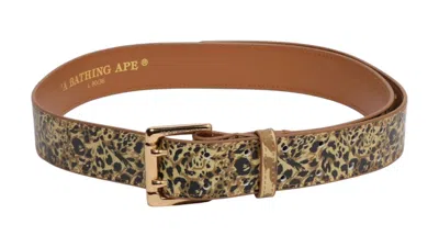Pre-owned Bape Men's  Wild Leopard Pattern Leather Belt In Beige In Sand